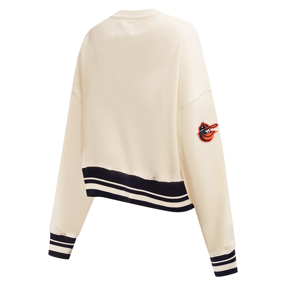 MLB BALTIMORE ORIOLES RETRO CLASSIC CHANDAIL À COL ROND CÔTELÉ POUR FEMME (COQUILLE D'ŒUF/NOIR)