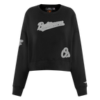 MLB BALTIMORE ORIOLES REVERSE FRENCH TERRY WOMEN'S FLEECE CREWNECK (BLACK)