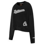 MLB BALTIMORE ORIOLES REVERSE FRENCH TERRY WOMEN'S FLEECE CREWNECK (BLACK)