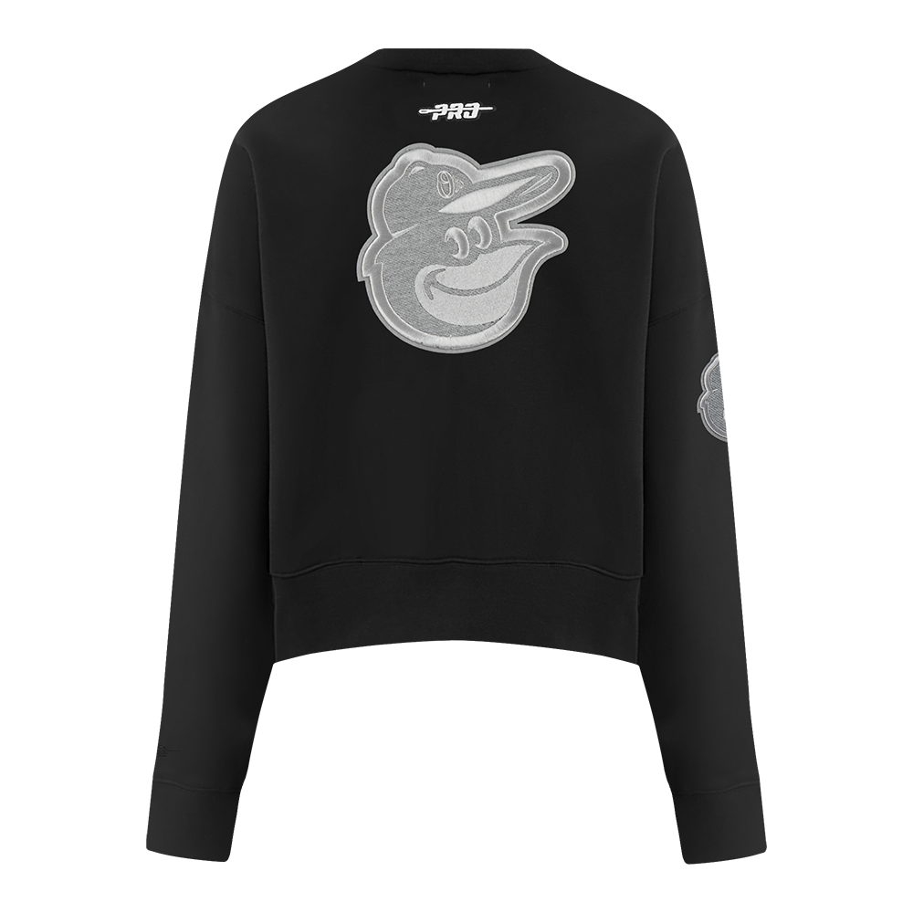 MLB BALTIMORE ORIOLES REVERSE FRENCH TERRY WOMEN'S FLEECE CREWNECK (BLACK)