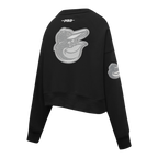 MLB BALTIMORE ORIOLES REVERSE FRENCH TERRY WOMEN'S FLEECE CREWNECK (BLACK)