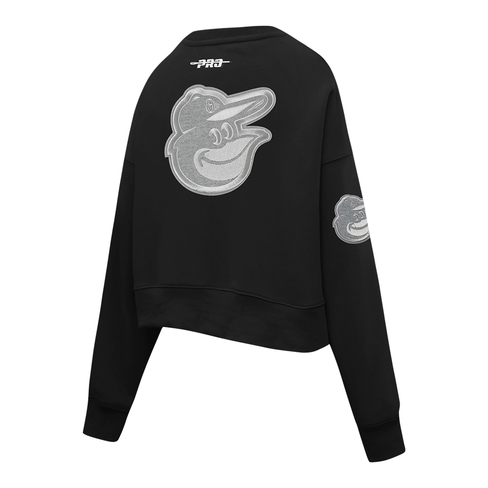 MLB BALTIMORE ORIOLES REVERSE FRENCH TERRY WOMEN'S FLEECE CREWNECK (BLACK)