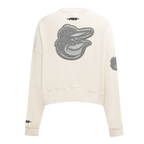 MLB BALTIMORE ORIOLES REVERSE FRENCH TERRY WOMEN'S FLEECE CREWNECK (EGGSHELL)