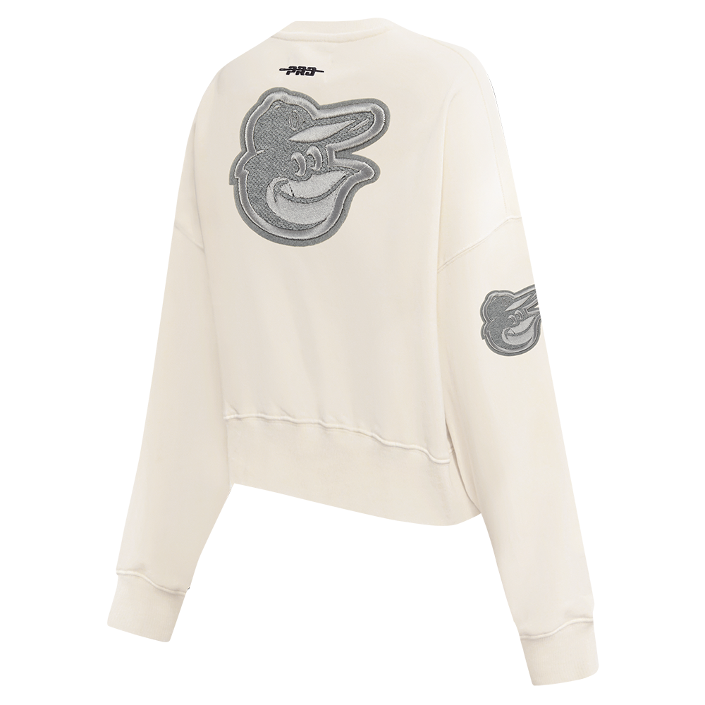 MLB BALTIMORE ORIOLES REVERSE FRENCH TERRY WOMEN'S FLEECE CREWNECK (EGGSHELL)