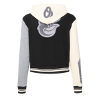 MLB BALTIMORE ORIOLES REVERSE FRENCH TERRY CHANDAIL À CAPUCHON EN MOLLETON À GLISSIÈRE ET À BLOCS DE COULEUR POUR FEMME (NOIR/GRIS/COQUILLE D'ŒUF)