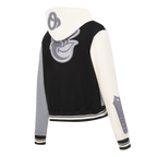 MLB BALTIMORE ORIOLES REVERSE FRENCH TERRY CHANDAIL À CAPUCHON EN MOLLETON À GLISSIÈRE ET À BLOCS DE COULEUR POUR FEMME (NOIR/GRIS/COQUILLE D'ŒUF)