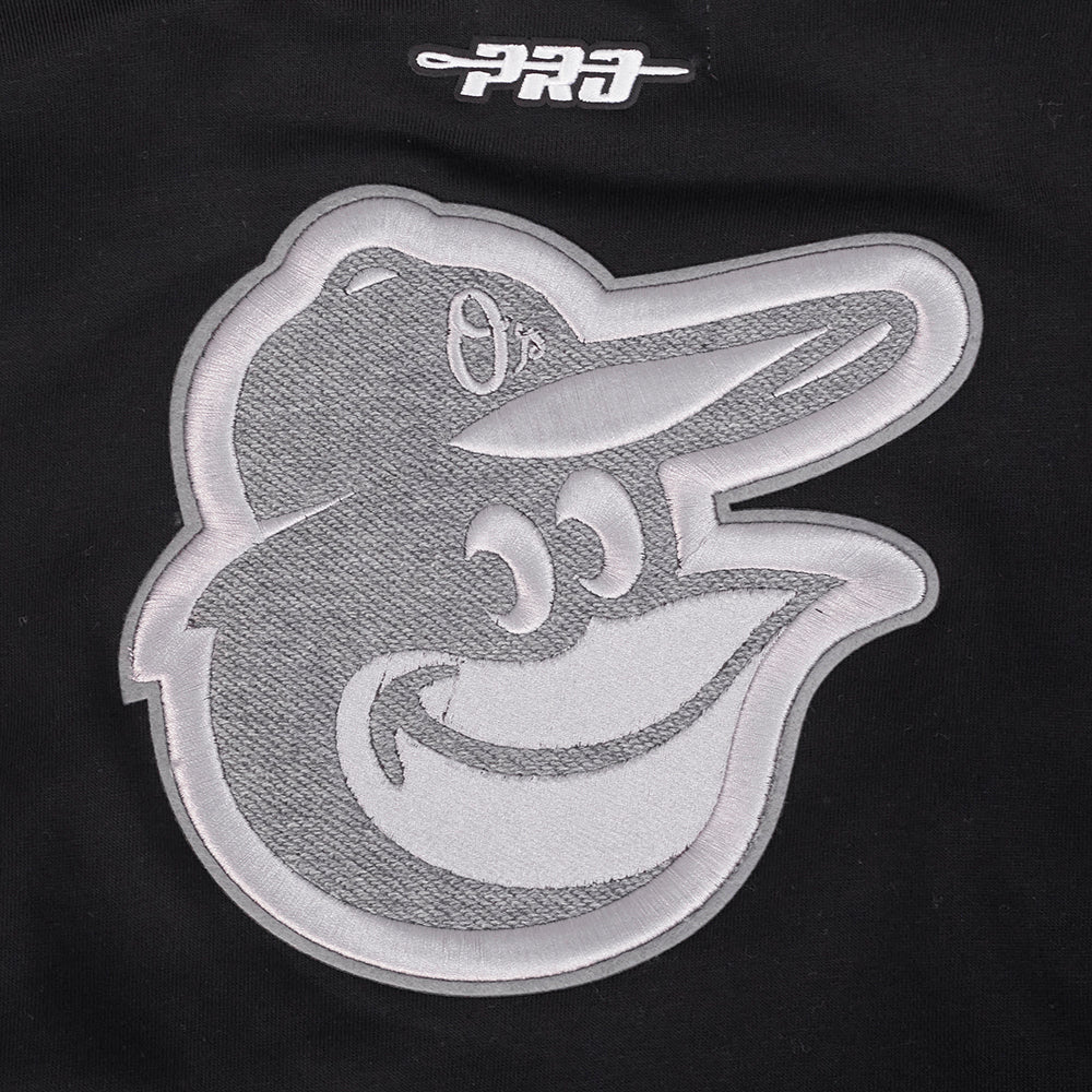 MLB BALTIMORE ORIOLES REVERSE FRENCH TERRY CHANDAIL À CAPUCHON EN MOLLETON À GLISSIÈRE ET À BLOCS DE COULEUR POUR FEMME (NOIR/GRIS/COQUILLE D'ŒUF)