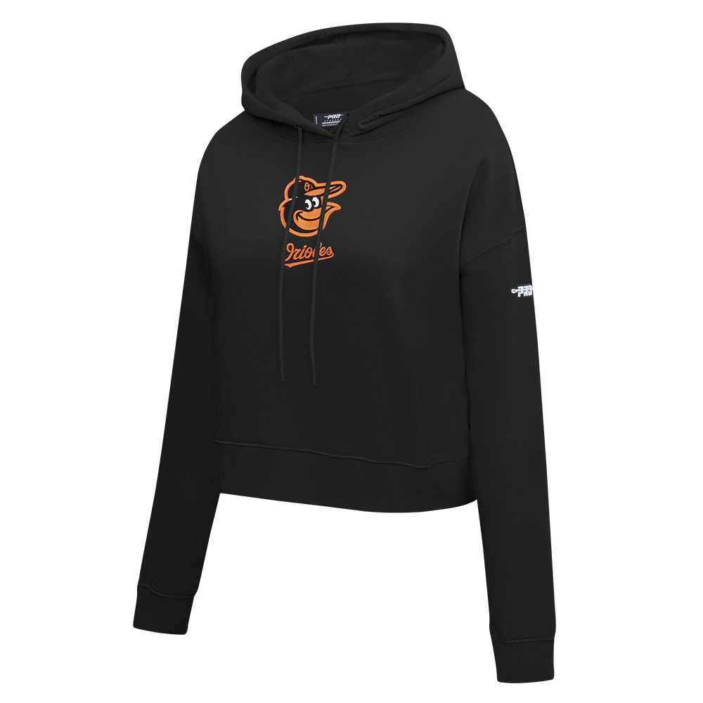 MLB BALTIMORE ORIOLES CLASSIC CHENILLE CHANDAIL À CAPUCHON COURT EN MOLLETON POUR FEMME (NOIR)