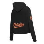 MLB BALTIMORE ORIOLES CLASSIC CHENILLE CHANDAIL À CAPUCHON COURT EN MOLLETON POUR FEMME (NOIR)
