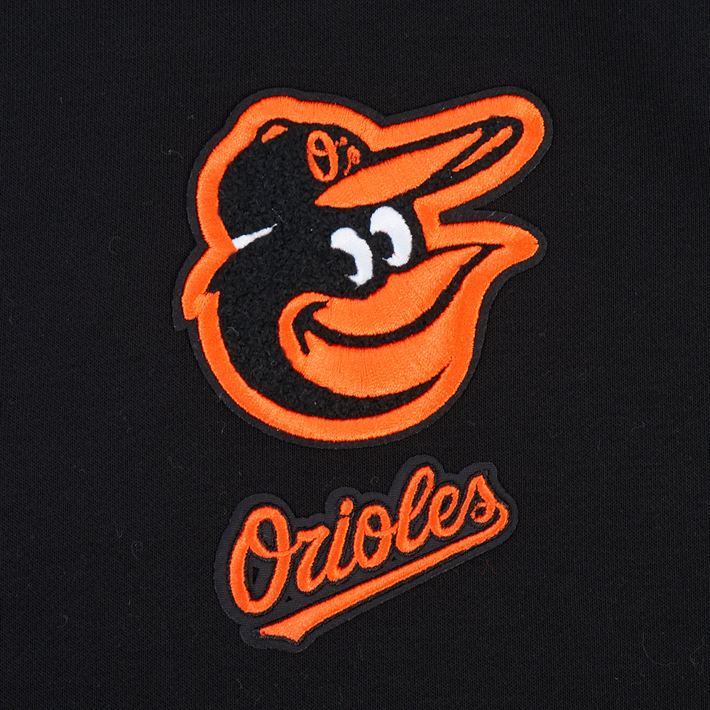 MLB BALTIMORE ORIOLES CLASSIC CHENILLE CHANDAIL À CAPUCHON COURT EN MOLLETON POUR FEMME (NOIR)