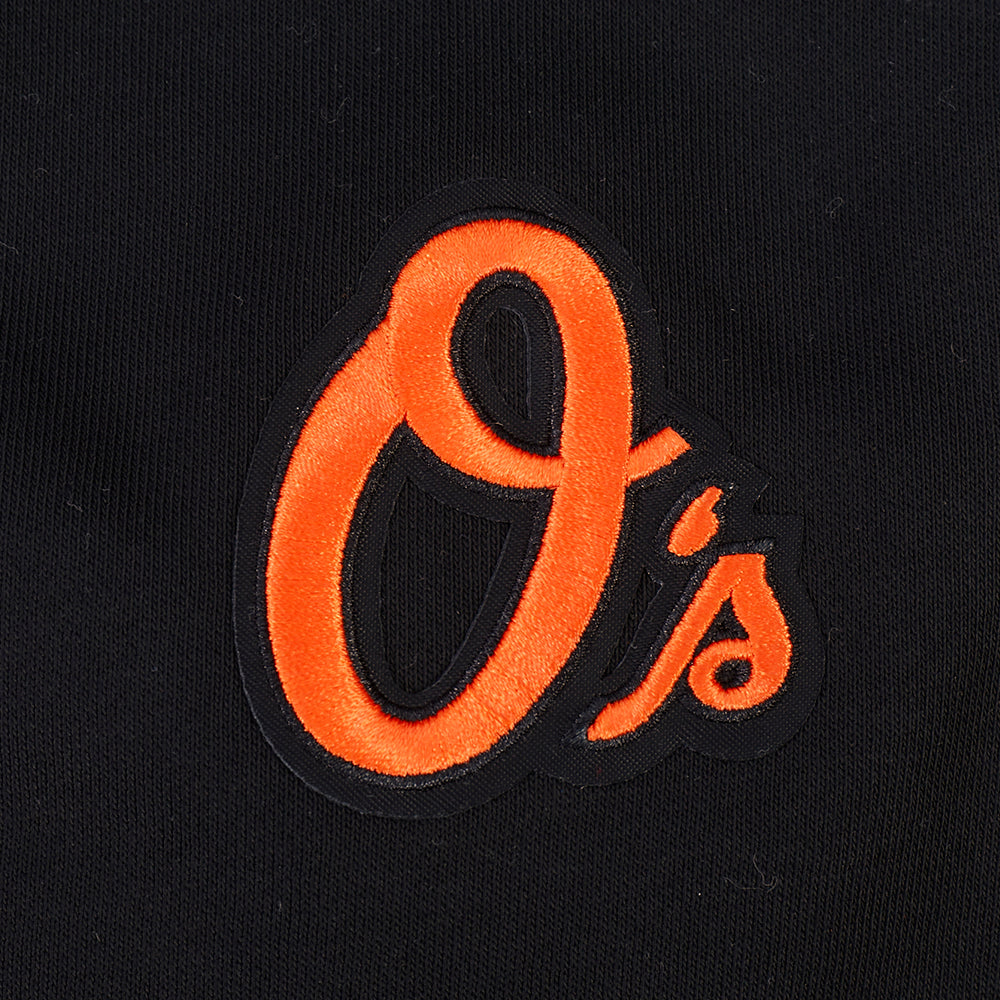 MLB BALTIMORE ORIOLES CLASSIC CHENILLE CHANDAIL À CAPUCHON COURT EN MOLLETON POUR FEMME (NOIR)