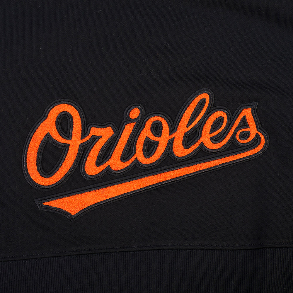 MLB BALTIMORE ORIOLES CLASSIC CHENILLE CHANDAIL À CAPUCHON COURT EN MOLLETON POUR FEMME (NOIR)