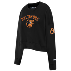 MLB BALTIMORE ORIOLES CLASSIC CHENILLE WOMEN'S FLC CREWNECK (BLACK)