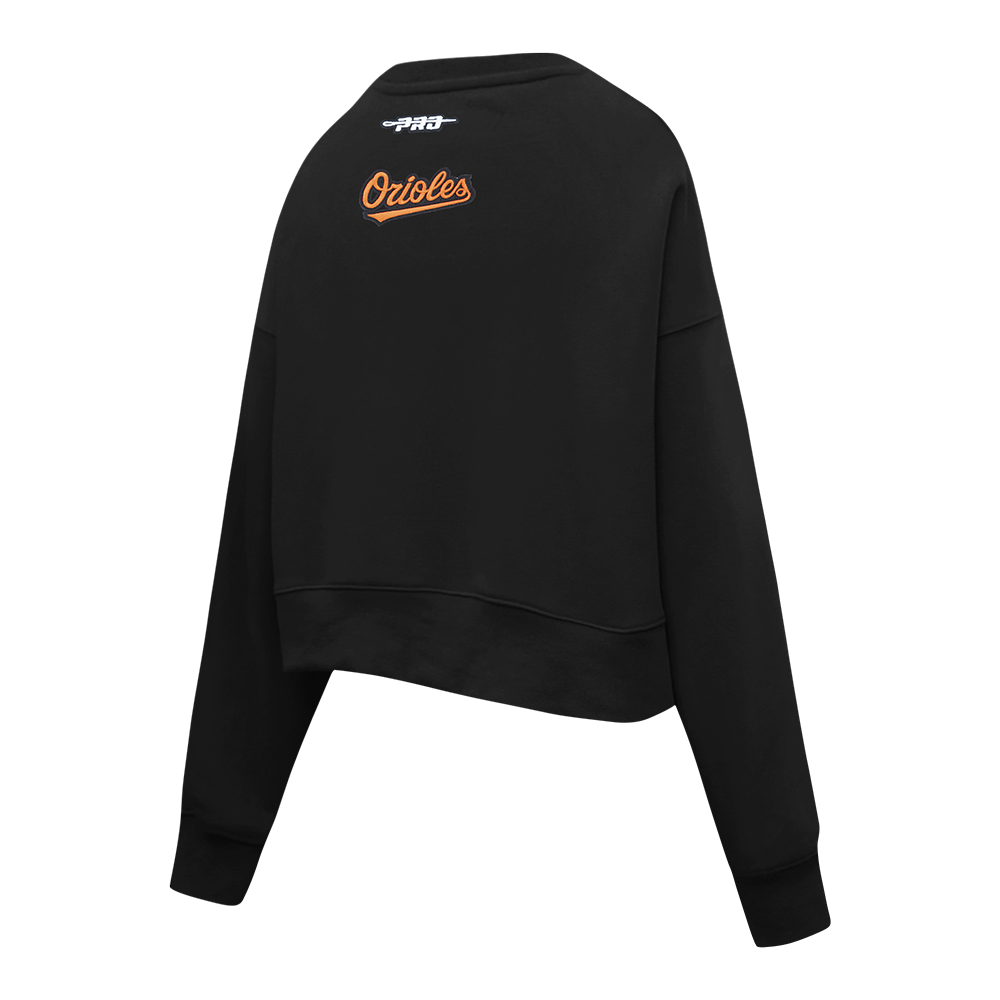 MLB BALTIMORE ORIOLES CLASSIC CHENILLE WOMEN'S FLC CREWNECK (BLACK)