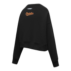 MLB BALTIMORE ORIOLES CLASSIC CHENILLE WOMEN'S FLC CREWNECK (BLACK)