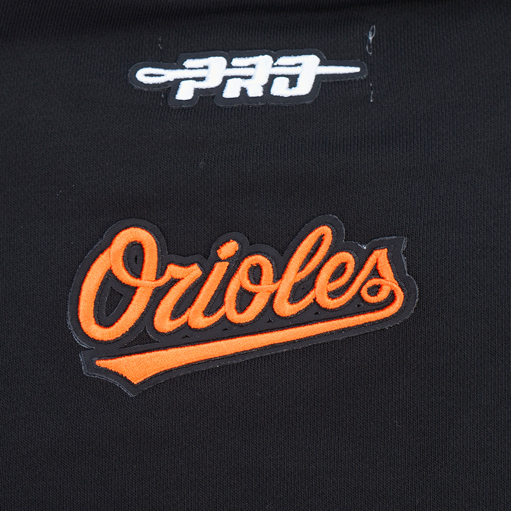 MLB BALTIMORE ORIOLES CLASSIC CHENILLE WOMEN'S FLC CREWNECK (BLACK)