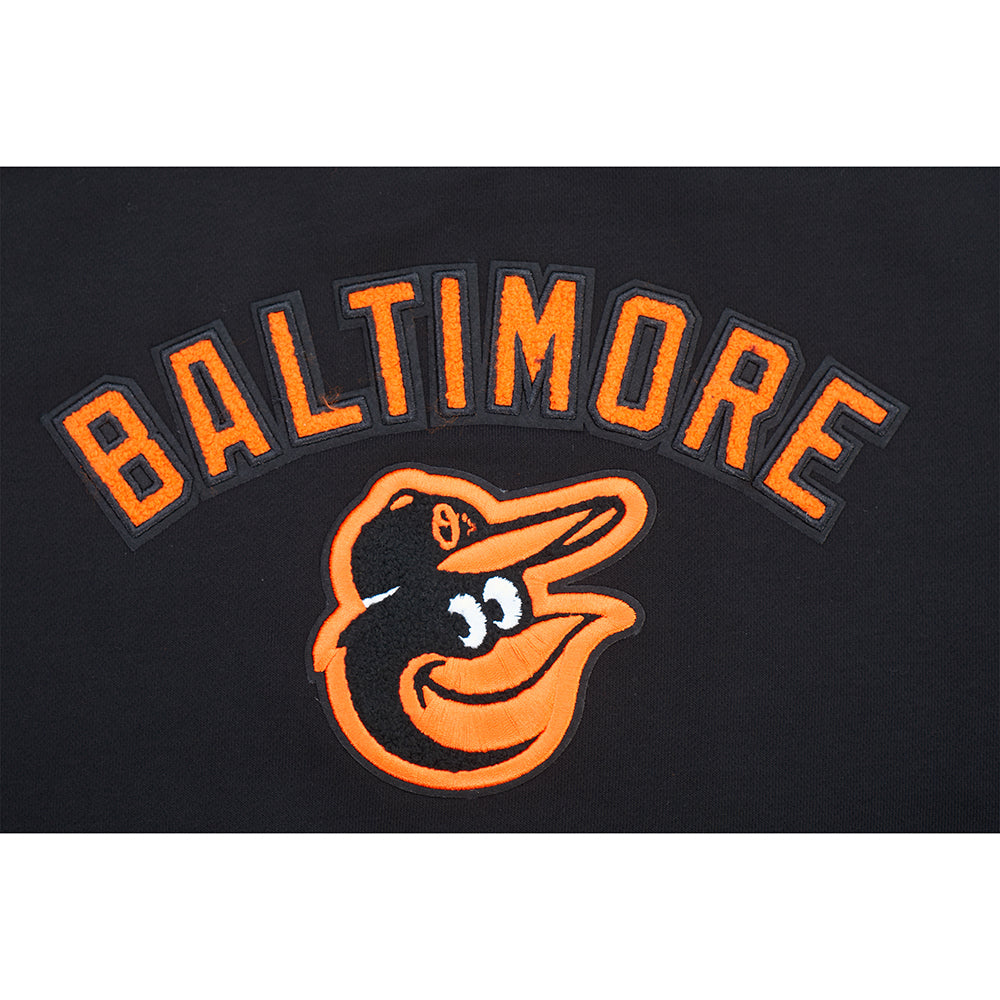 MLB BALTIMORE ORIOLES CLASSIC CHENILLE WOMEN'S FLC CREWNECK (BLACK)
