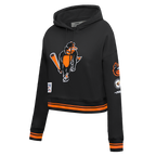 MLB BALTIMORE ORIOLES  RETRO CLASSIC WOMEN'S RIB FLC CROPPED PO HOODIE (BLACK/ORANGE)