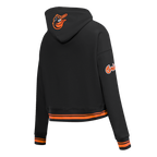 MLB BALTIMORE ORIOLES  RETRO CLASSIC WOMEN'S RIB FLC CROPPED PO HOODIE (BLACK/ORANGE)
