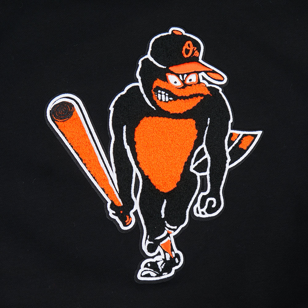 MLB BALTIMORE ORIOLES  RETRO CLASSIC WOMEN'S RIB FLC CROPPED PO HOODIE (BLACK/ORANGE)