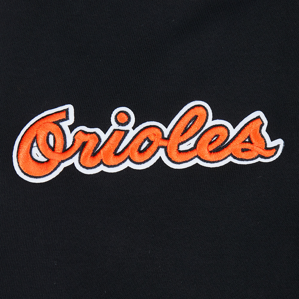MLB BALTIMORE ORIOLES  RETRO CLASSIC WOMEN'S RIB FLC CROPPED PO HOODIE (BLACK/ORANGE)