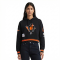 MLB BALTIMORE ORIOLES  RETRO CLASSIC WOMEN'S RIB FLC CROPPED PO HOODIE (BLACK/ORANGE)