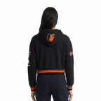 MLB BALTIMORE ORIOLES  RETRO CLASSIC WOMEN'S RIB FLC CROPPED PO HOODIE (BLACK/ORANGE)