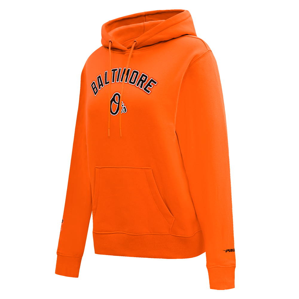 MLB BALTIMORE ORIOLES CLASSIC WOMEN'S FLEECE PULLOVER HOODIE (ORANGE)