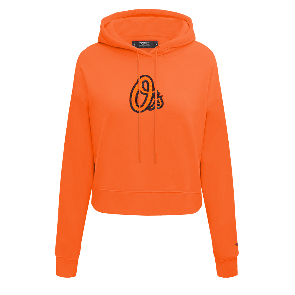 MLB BALTIMORE ORIOLES CLASSIC CHANDAIL À CAPUCHON COURT EN MOLLETON POUR FEMME (ORANGE)