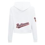 MLB BALTIMORE ORIOLES CLASSIC CHANDAIL À CAPUCHON COURT EN MOLLETON POUR FEMME (BLANC)