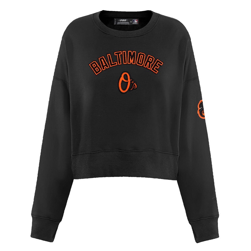 MLB BALTIMORE ORIOLES CLASSIC CHANDAIL À COL ROND EN MOLLETON POUR FEMME (NOIR)
