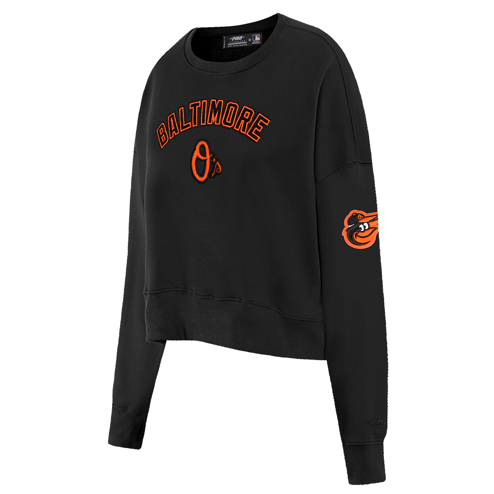 MLB BALTIMORE ORIOLES CLASSIC WOMEN'S FLEECE CREWNECK (BLACK)