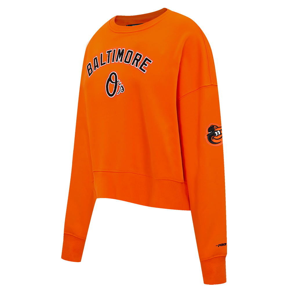 MLB BALTIMORE ORIOLES CLASSIC WOMEN'S FLEECE CREWNECK (ORANGE)