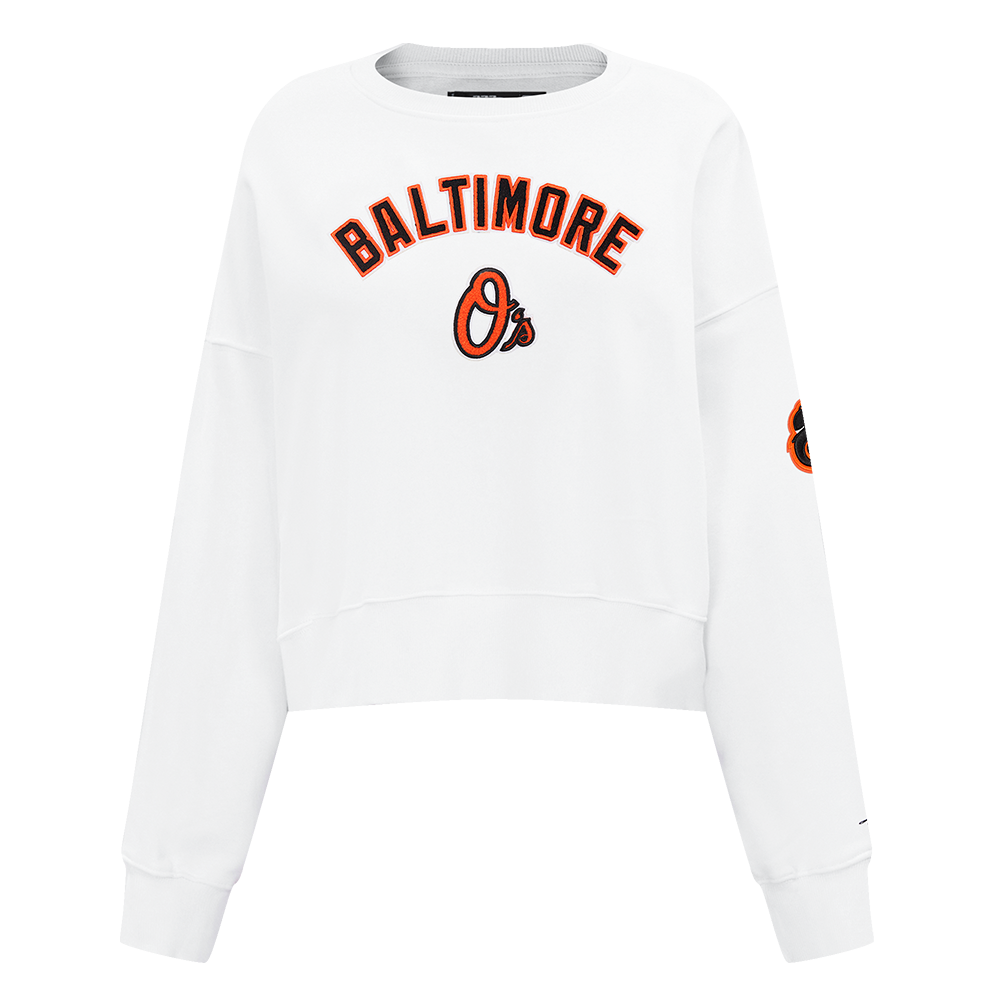 MLB BALTIMORE ORIOLES CLASSIC CHANDAIL À COL ROND EN MOLLETON POUR FEMME (BLANC)