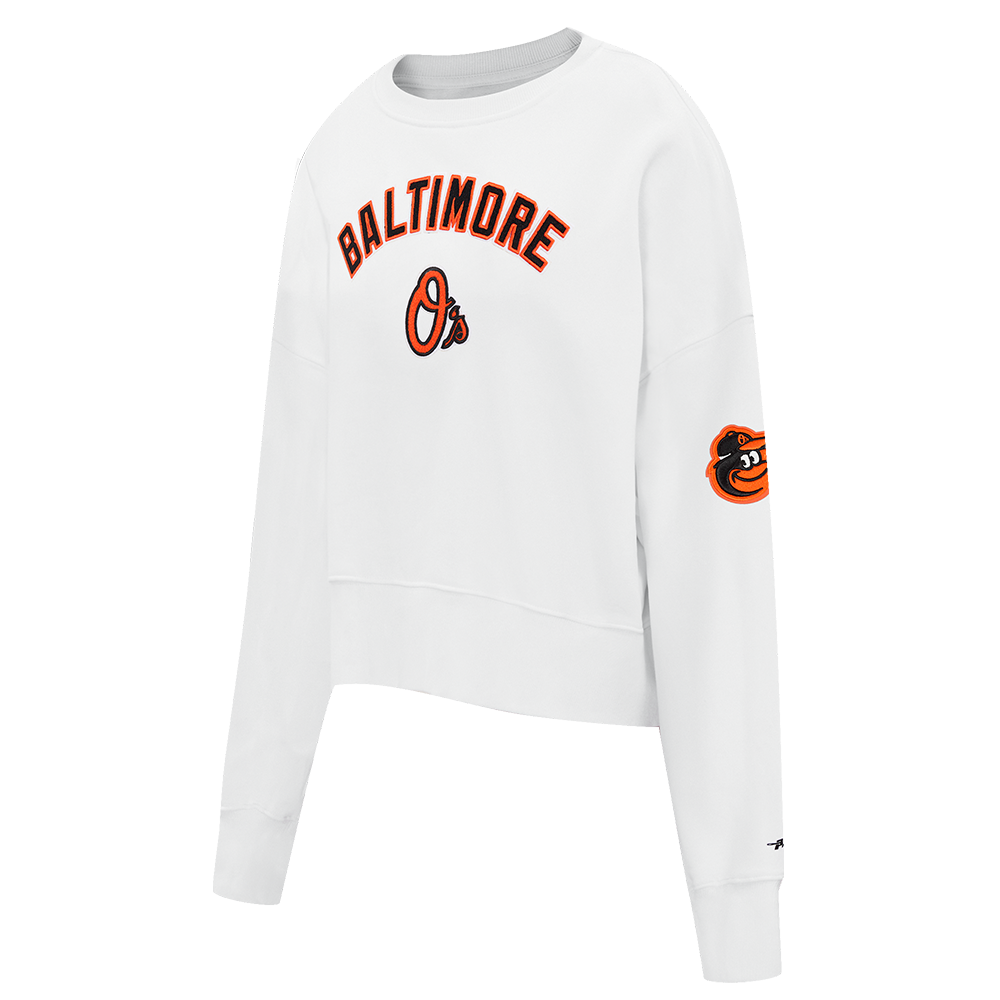 MLB BALTIMORE ORIOLES CLASSIC WOMEN'S FLEECE CREWNECK (WHITE)