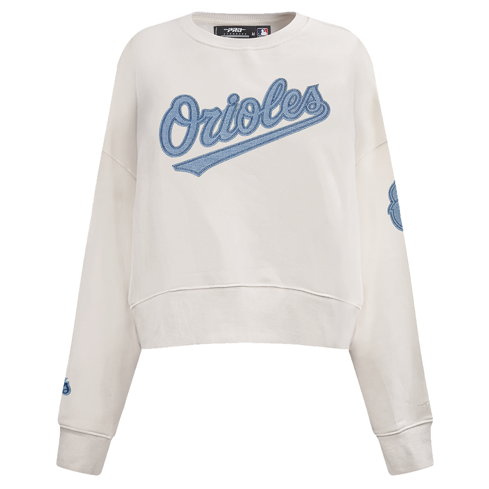MLB BALTIMORE ORIOLES VARSITY BLUES WOMEN'S CREWNECK (LINEN)