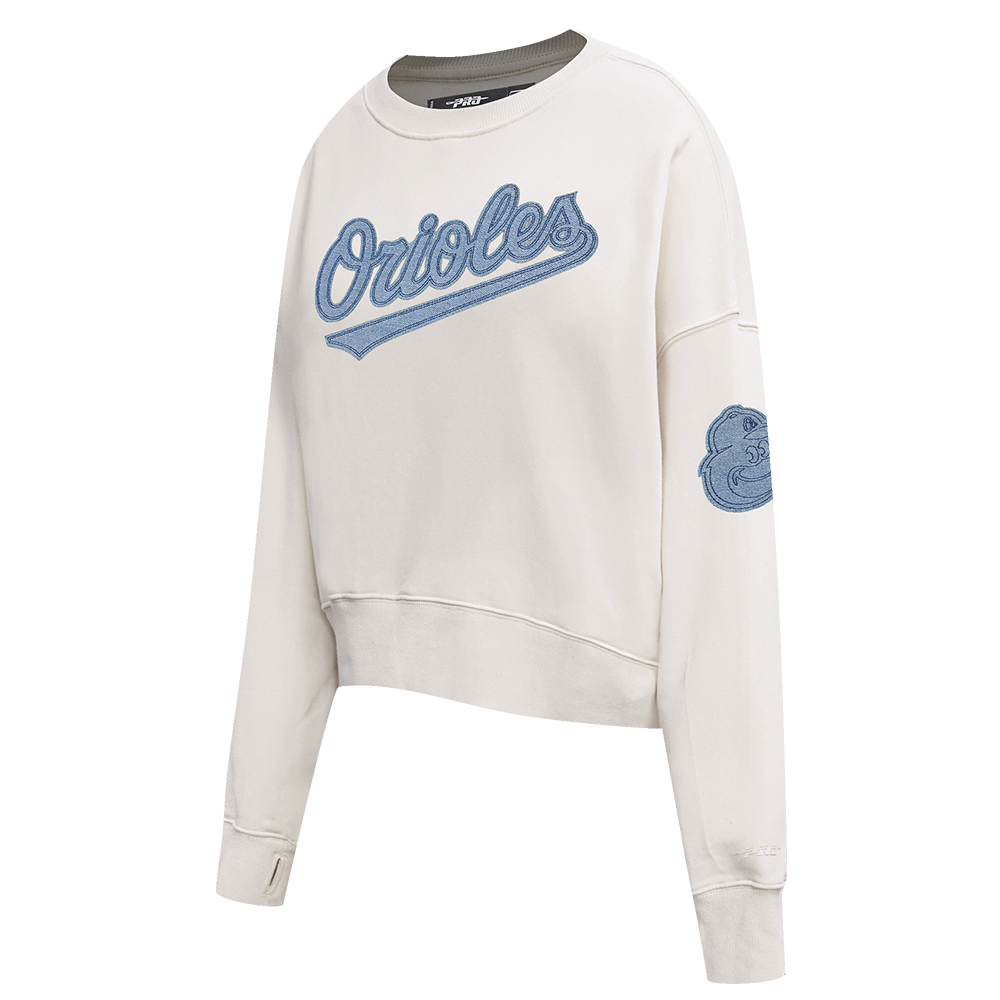 MLB BALTIMORE ORIOLES VARSITY BLUES WOMEN'S CREWNECK (LINEN)