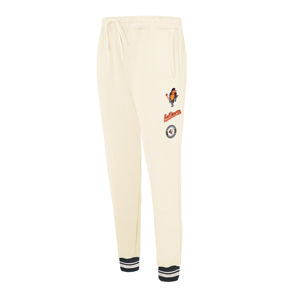 MLB BALTIMORE ORIOLES RETRO CLASSIC WOMEN'S RIB SWEATPANT (EGGSHELL/ BLACK)