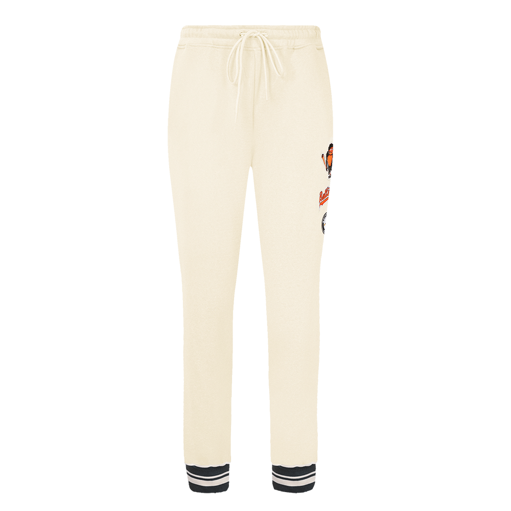 MLB BALTIMORE ORIOLES RETRO CLASSIC WOMEN'S RIB SWEATPANT (EGGSHELL/ BLACK)