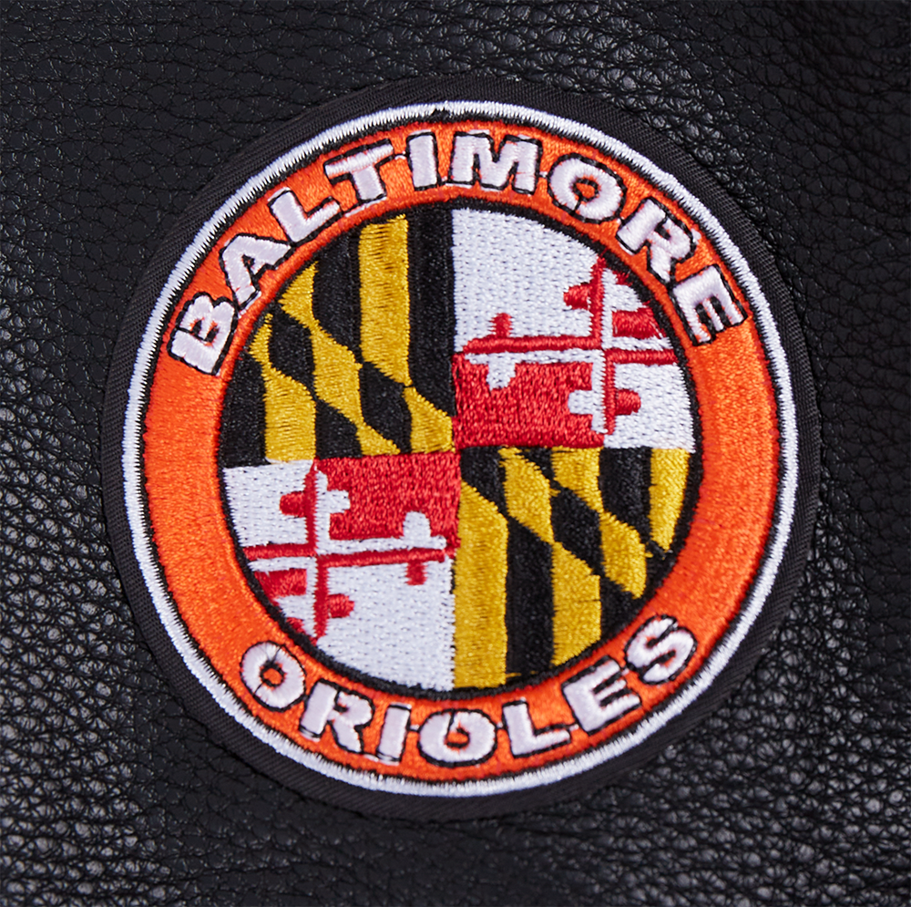 MLB BALTIMORE ORIOLES MASH UP BLOUSON COLLÉGIAL EN LAINE À BORDS CÔTELÉS POUR FEMME (NOIR/ORANGE)