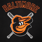 MLB BALTIMORE ORIOLES MASH UP BLOUSON COLLÉGIAL EN LAINE À BORDS CÔTELÉS POUR FEMME (NOIR/ORANGE)