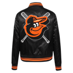 MLB BALTIMORE ORIOLES MASH UP WOMEN'S RIB SATIN JACKET (BLACK/ORANGE)