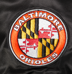 MLB BALTIMORE ORIOLES MASH UP WOMEN'S RIB SATIN JACKET (BLACK/ORANGE)