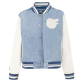 MLB BALTIMORE ORIOLES VARSITY BLUES BLOUSON COLLÉGIAL EN DENIM POUR FEMME (DENIM/LIN)