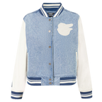 MLB BALTIMORE ORIOLES VARSITY BLUES BLOUSON COLLÉGIAL EN DENIM POUR FEMME (DENIM/LIN)