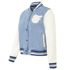 MLB BALTIMORE ORIOLES VARSITY BLUES BLOUSON COLLÉGIAL EN DENIM POUR FEMME (DENIM/LIN)
