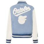MLB BALTIMORE ORIOLES VARSITY BLUES BLOUSON COLLÉGIAL EN DENIM POUR FEMME (DENIM/LIN)