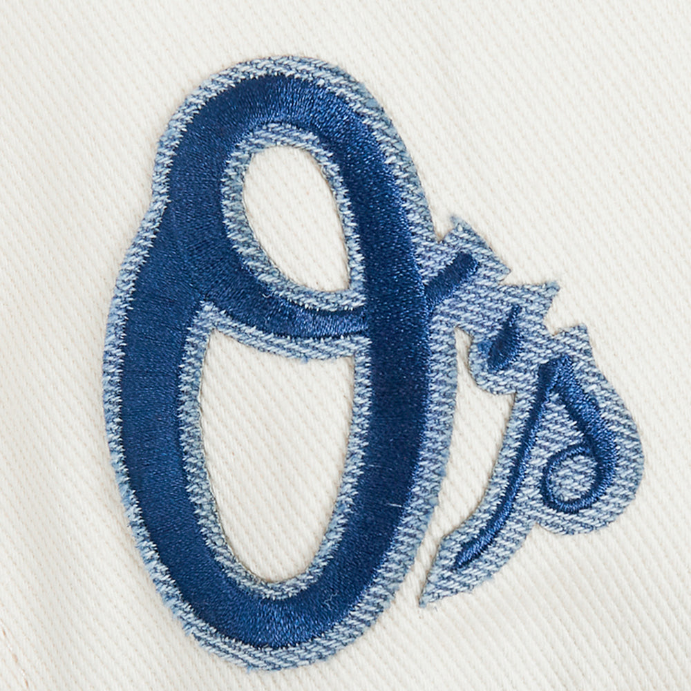 MLB BALTIMORE ORIOLES VARSITY BLUES BLOUSON COLLÉGIAL EN DENIM POUR FEMME (DENIM/LIN)