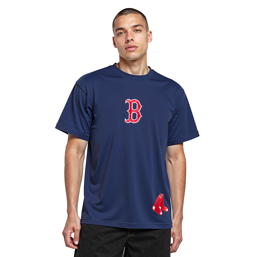 MLB BOSTON RED SOX WINGSPAN HAUT EN JERSEY DE COTON À ÉPAULES TOMBANTES V2 POUR HOMME (MARINE MINUIT)