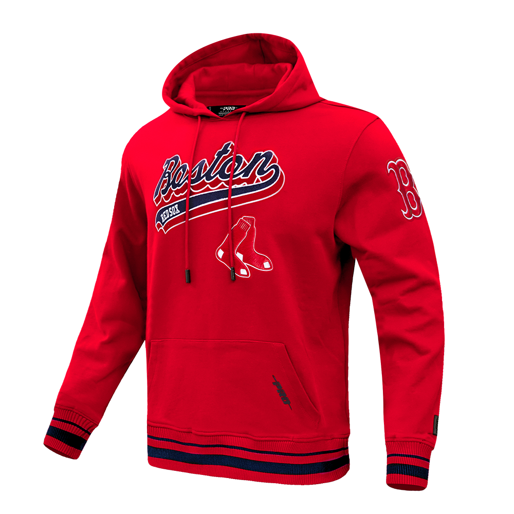 MLB BOSTON RED SOX SCRIPT TAIL MEN'S RIB FLC PO HOODIE (RED/MIDNIGHT NAVY/RED)